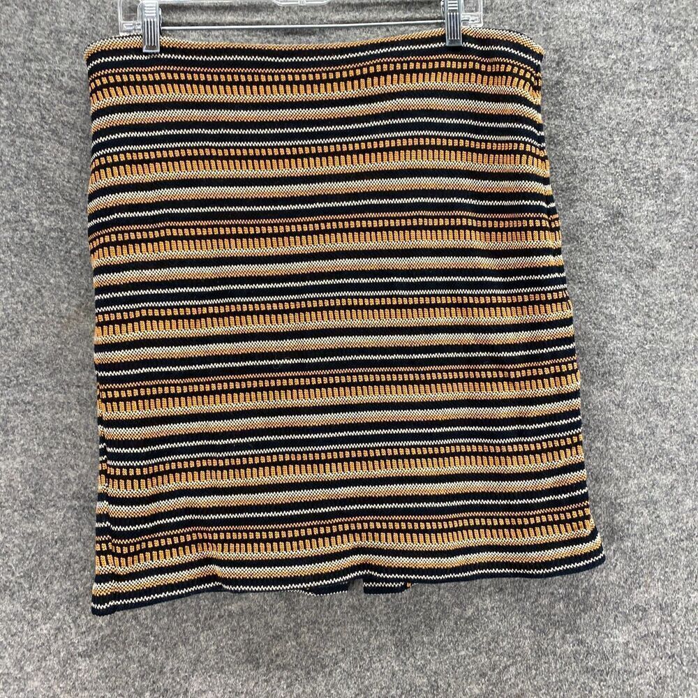 Doncaster Skirt Women 16 Plus Black Striped A-Line Midi Zipper Cotton Mid Rise - Picture 4 of 8
